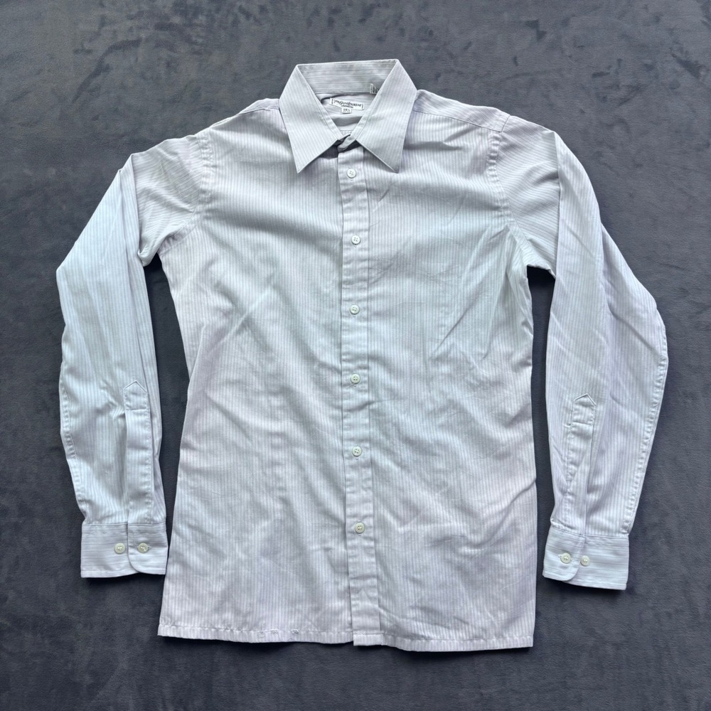 Yves Saint Laurent Chemises Mens Grey Pinstripe Button Down Shirt 14.5 32-33
